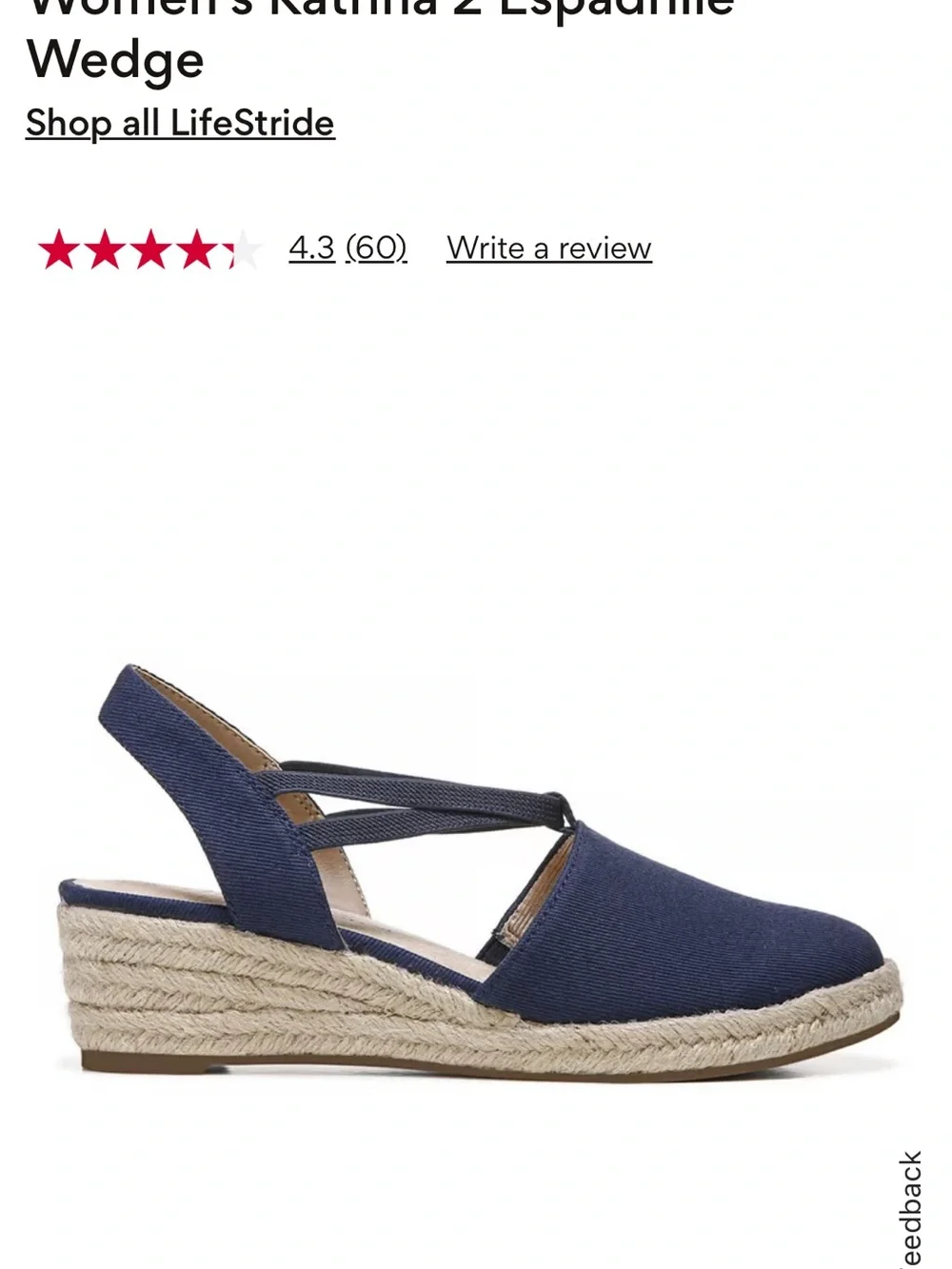 Life Stride Navy Espadrille Slingback Sandals